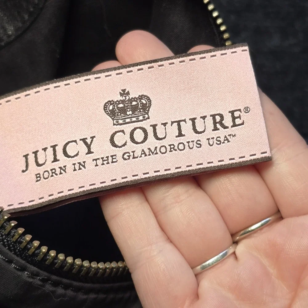 Rare Vtg JUICY Courture Studded Leather Grunge Goth Shoulder Tassel Y2k Turnlock - Picture 12 of 14